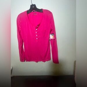 Joe Boxer Pink Buttoned Polo Collar Blouse